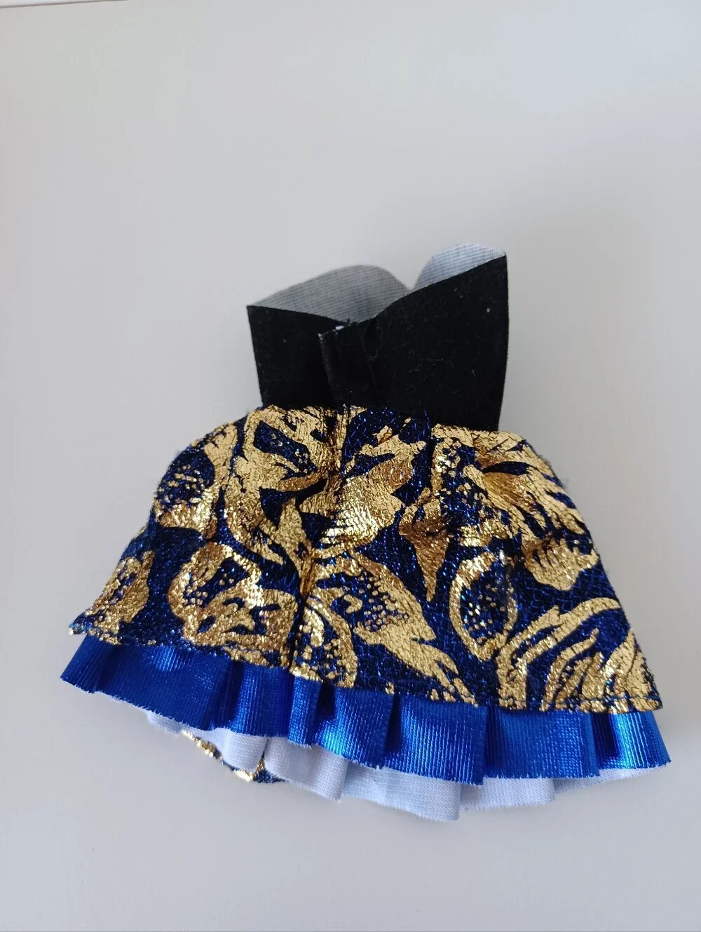 Vintage Barbie Fashion Doll Black Velvet Blue Gold Short Dress Toy‎ Collectible